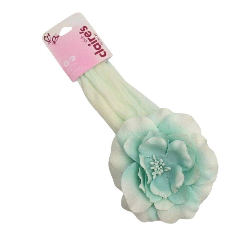 Claires Large Floral Headband Aqua White Flower